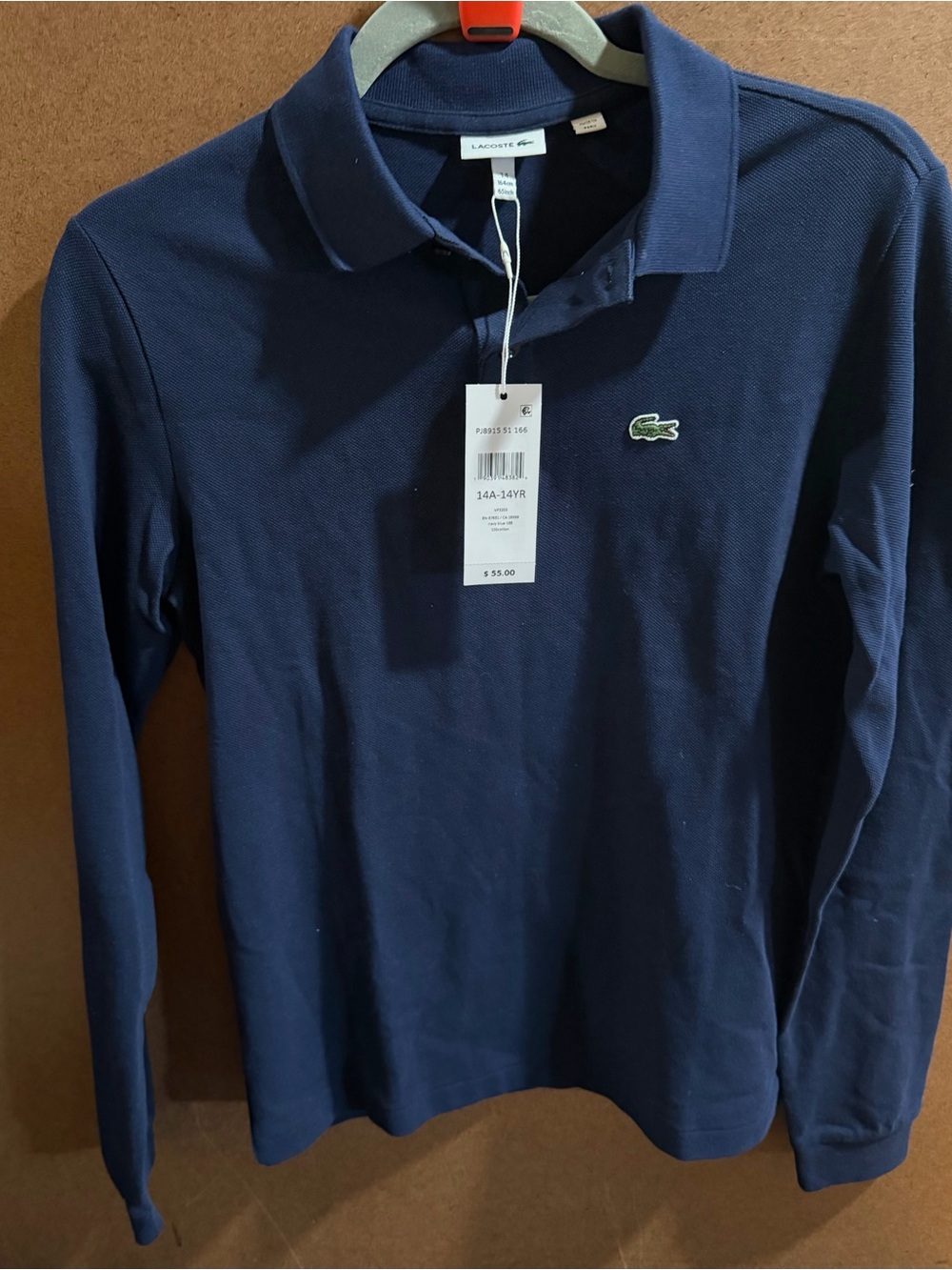 Lacoste kids  Navy Polo Shirt 14 YR with Green Crocodile logo Patch NWT